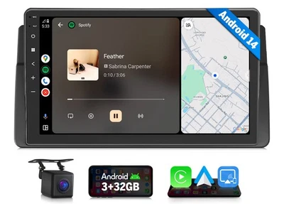 For BMW E46 Android 14 9" Autoradio GPS SAT NAV Car Stereo Radio Head Unit 1080p - Image 1 of 4