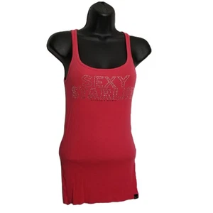 Victorias Secret Supermodel Essentials Tank Top Size M Pink Rhinestone Bling - Picture 1 of 10