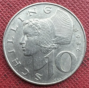 Austria 1986 cobre-níquel niquelado 10 chelines. KM# 2918 - Imagen 1 de 2