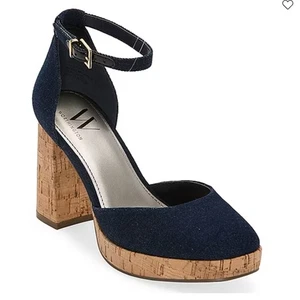 Décolleté donna Worthington Panama tacco a blocco denim taglia 6,5M - Foto 1 di 7