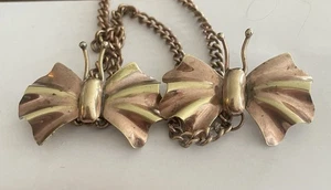 Vintage Kupfer Chatelaine Anstecknadel Brosche Schmetterling Design - Bild 1 von 5
