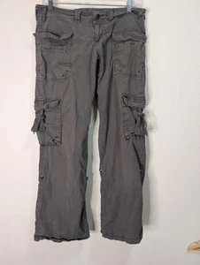 Vintage Y2K Cargo Pants Sz 30 Baggy Grunge Khaki Gorpcore Lowrise Granola Girl - Picture 1 of 21
