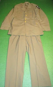 1950's U.S. Army Officer Uniform, WWII Patch, Jacket 41L, Pants 35W x 33L, Tan - Picture 1 of 9