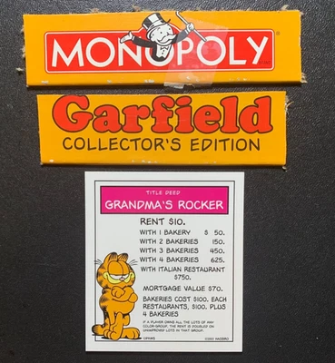 Монополия GARFIELD БАБУШКА РОКЕР ТИТУЛ КАРТА 2003 - Изображение 1 из 3