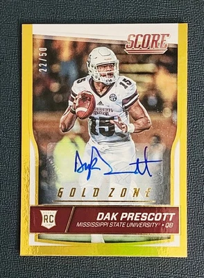DAK PRESCOTT SCORE "Gold Zone" RC Auto 22/50 Sticker Auto - Image 1 of 4