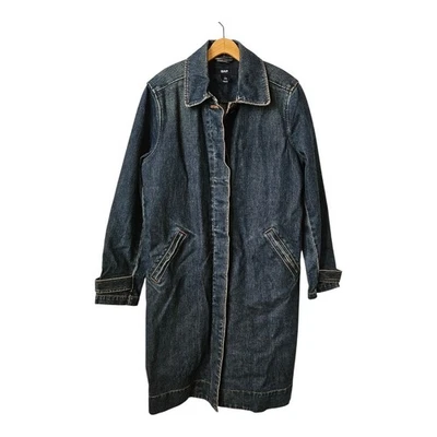 Vintage Y2K GAP Denim Trench Coat Button Down Women’s Size LARGE VTG - Image 1 of 4