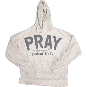 Forever 21 Sz S Faded Color Classic Gray Pullover Hoodie Pray Faith Comfortable - Picture 1 of 7