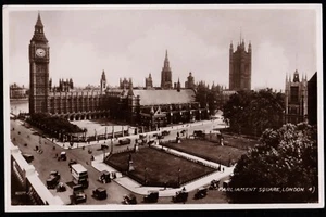 Parliament Square Big Ben London RPPC Postcard - Picture 1 of 2
