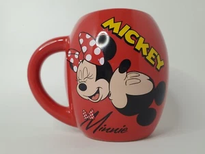 Disney Mickey Mouse & Minnie Kiss Red & Black Barrel Curved Cup Mug 18oz - Picture 1 of 11