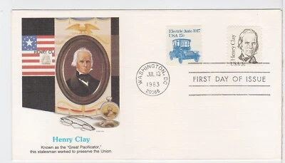 TurtlesTradingPost- Henry Clay- Great Americans - 1983 FDC #1846- Fleetwood - Image 1 of 2