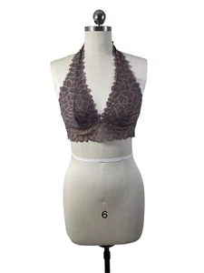 Pink Victoria's Secret Bralette Hatler Small Purple Taupe Lace Wireless Solid - Picture 1 of 7