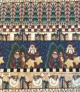 Checkered Past Kathi Walters MM Fab Christmas Panel Stripe Cotton Fabric 45” BTY - Picture 1 of 4