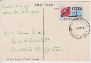 Stamp 1963 Australia 2/3 Cable issue on Echidna postcard Brighton FDC postmark - Picture 1 of 2