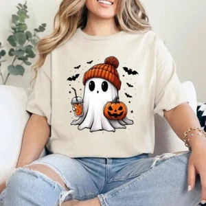 Ghost Holding Coffee Halloween Shirt (3 colors) - Picture 1 of 30