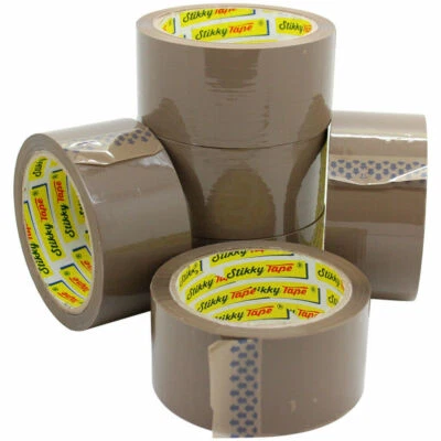 BROWN TAPE PARCEL PACKING PACKAGING CARTON SEALING "STIKKY" ROLLS 48MM X 66M