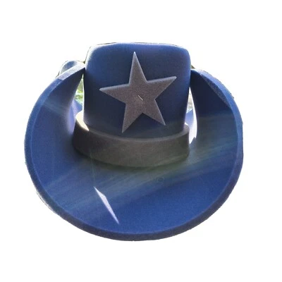 FOAM COWBOY  WESTERN COSTUME HAT Navy blue with gray    24" made USA 30 gallons - Image 1 of 2
