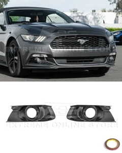Par de cubiertas de bisel de luz antiniebla parachoques delantero fibra de carbono para Ford Mustang 15-17 - Imagen 1 de 24