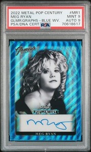 PSA 9 Auto 9 2022 Leaf Metal Pop Century Glamour Graphs Blue Wave Meg Ryan 3/10
