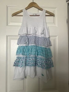 Naartjie Girls Dress Tiered Blue White Size 9 Sleeveless - Picture 1 of 8