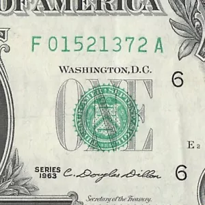 Billete de un dólar Atlanta FA 1963 $1 bloque F01521372A E2 BP435 - Imagen 1 de 11