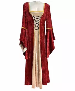 Renaissance Fair Long Dress Medieval Gothic Festival Costume Red Velvet MED - Picture 1 of 10