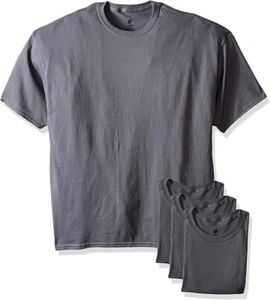Mens Hanes Ecosmart Smoke Grey Cotton Short Sleeve T-Shirt 4-Pack Sz Medium NWT - Picture 1 of 3