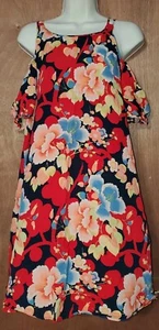 Mehrfarbiges Kurzarm Loft Kleid / Damen Größe L / Slinky / On / Off Shoulder - Bild 1 von 5
