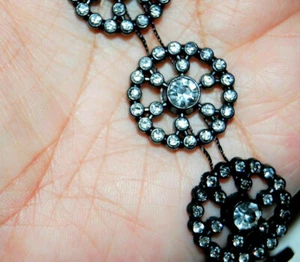 Black Lace Party Sew On Rhinestones Creative 70 Buttons 2 Yard Trim - Picture 1 of 5