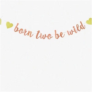 Wild Glitter Rose Gold 2nd Birthday Banner - Perfect for Baby Shower & Party Dec - Picture 1 of 7