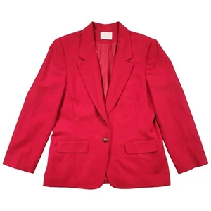 Vintage Pendleton Blazer Womens Size 12 Red 2 Button Jacket Virgin Wool Career - Picture 1 of 14