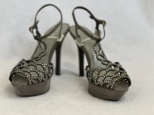 ๐ NEW In Box LOLA CRUZ Rhinestone Gunmetal Platform Sandals โ Size 37 M (US 7)๐ - Picture 1 of 7