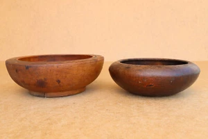 Vintage Wood Bowls Antique Wooden Bowls Early Primitive Dish Farmhouse XIX-XX. - Picture 1 of 9