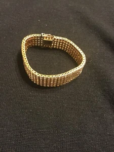 925 Sterling Silver Gold-Tone Bracelet with Rhinestones or Cubic Zirconia - Picture 1 of 11