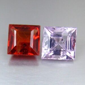 2.12 CTS 5x5MM SPECIAL GRADE 100%NATURAL BURMA RED & PINK SPINEL LOOSE GEMSTONE