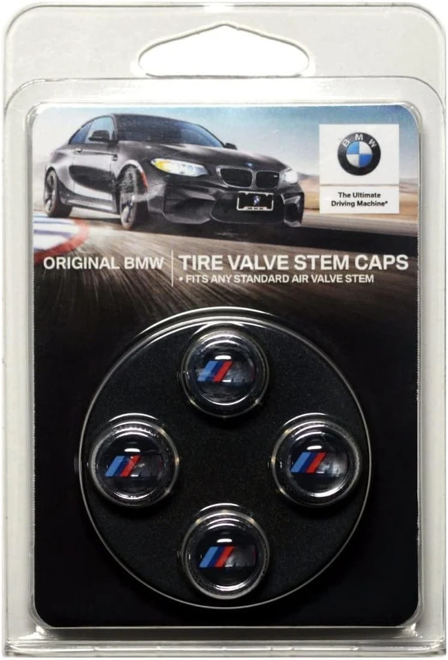 Genuine Set of 4 M Logo Tire Valve Stem Caps for BMW 36110421543