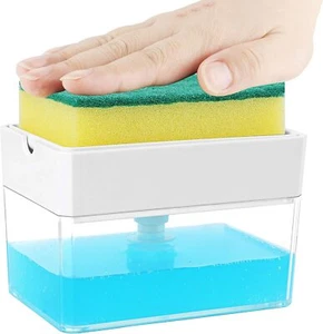Soap Dispenser for Kitchen, Dish Soap Dispenser and Sponge Holder 2 in 1, - Picture 1 of 6