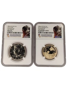 2019 Rocketship 2pc Set Dollar NGC PF70UC Half Dollar NGC PL67 ASF ER Labal 15A - Picture 1 of 2