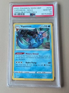 Pokemon Vaporeon Triple Blisters Pack Black Star Holo Promo SWSH072 PSA 10 - Picture 1 of 5