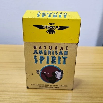 Collectible American Spirit Cigarettes Tin Flip Top Box Yellow - Image 1 of 4