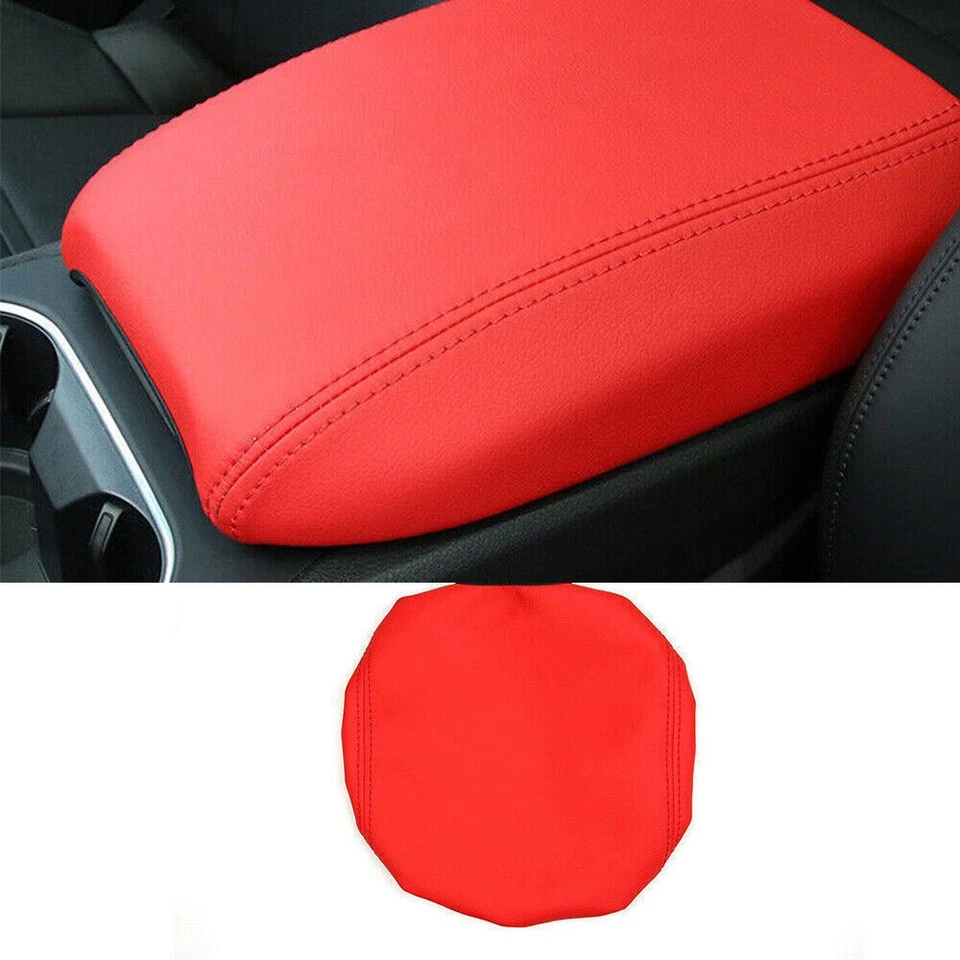 Protector de embellecedor de caja de reposabrazos de cuero rojo para Porsche Cayenne 2011-2017 Foto 1 de 4