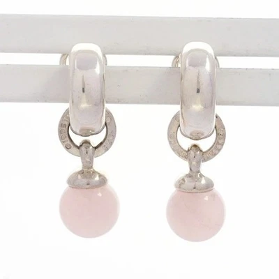Auth Tiffany & Co. 1995 Silver Rose Quartz Dangle Earrings Used - Image 1 of 4