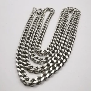 Vintage UdSSR lange feine Halskette Kubanische Kette massiv 925 Sterling Silber Herren 24 gr - Bild 1 von 7