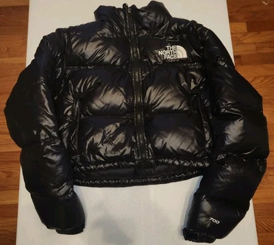 The North Face Nuptse Retro 700 Down Puffer Cropped Jacket SM Black  - Image 1 of 4