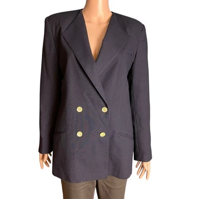 Blazer Oleg Cassini Mujer Azul Marino Doble Pecho 12 Carrera Oficina Academia Foto 1 de 4