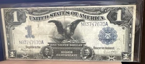 1899 United States Black Eagle One Dollar $1 Silver Certificate Note You Grade - Picture 1 of 2