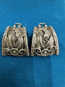 Navajo Sterling Sash Belt Tips Signed ALV (Anne Pablito Valencia) Floral 8.85g - Picture 1 of 11