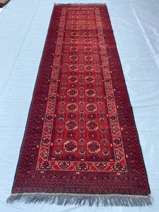 3x10 ft Oriental Turkmen Afghan Antique Runner Hand Knotted Wool Home Decor Rug - Picture 1 of 20