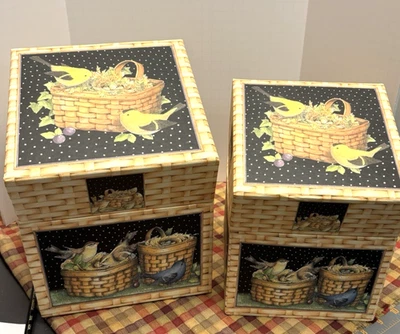 2 Bob's Boxes Birds & Baskets by Shelly R. Smith Sizes 6.25" x 6.5" 7.25" x 7.25 - Image 1 of 4