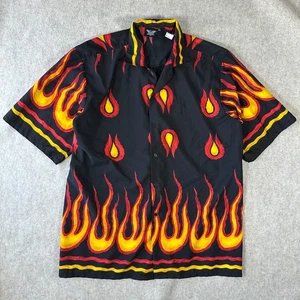 American Biker Men’s Black Red/ Yellow Flames Short Sleeve Shirt Size 2XL - Picture 1 of 8