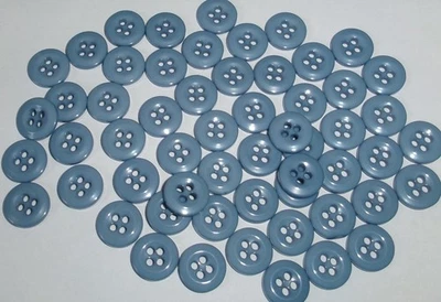 55 light BLUE 1/2-inch 4 Hole raised edge Buttons NEW - Image 1 of 3